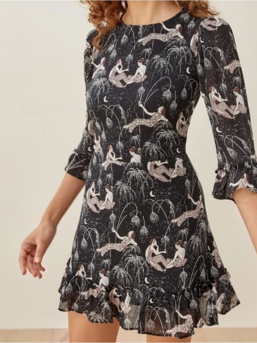Reformation Doutzen Dress in Champagne Wishes